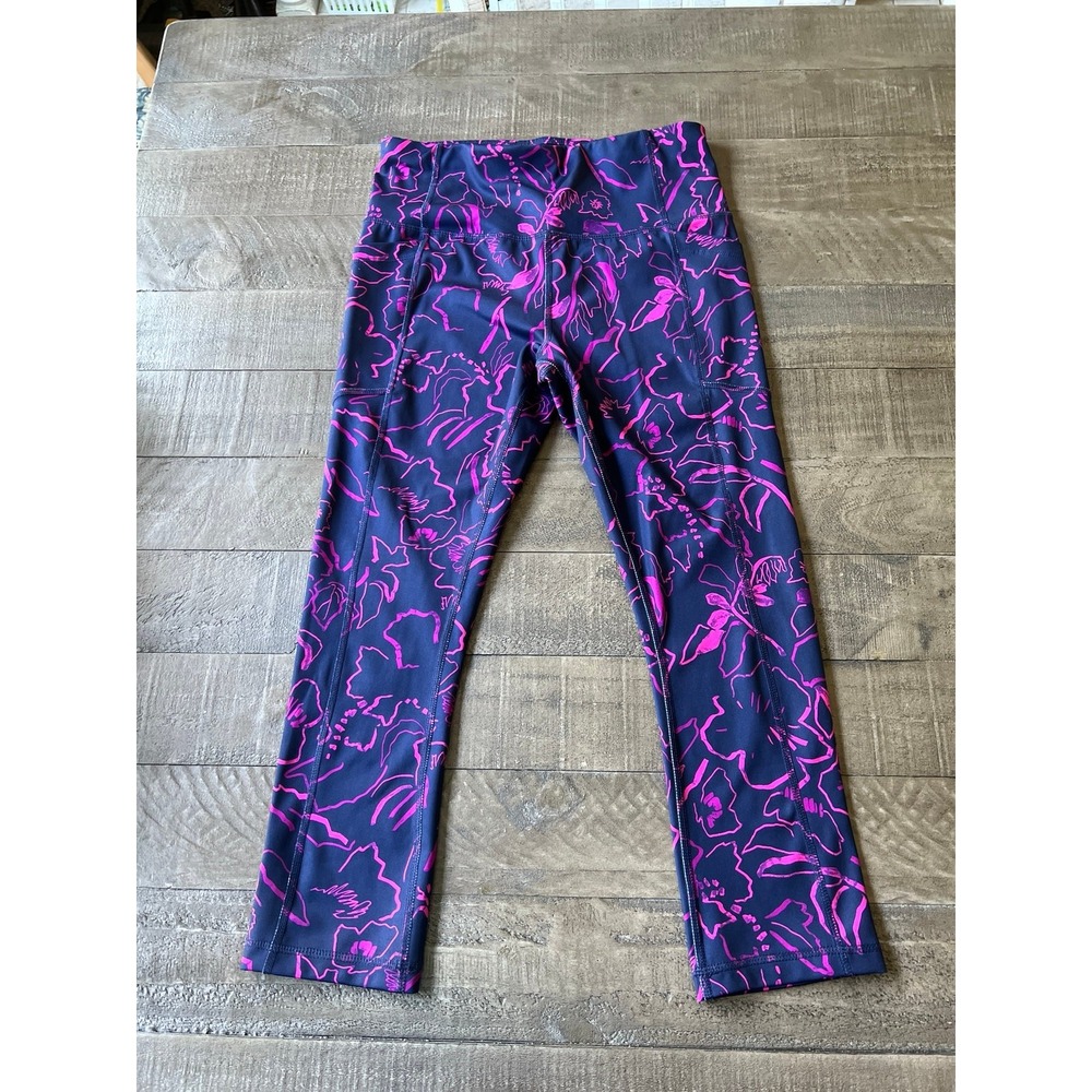 Avia Women's Capri Athletic Navy Purple‎ Leggings Gym Size Small